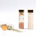 Γυάλινος σωλήνας με αρωματικά άλατα χρυσό καπάκι 10Χ3cm